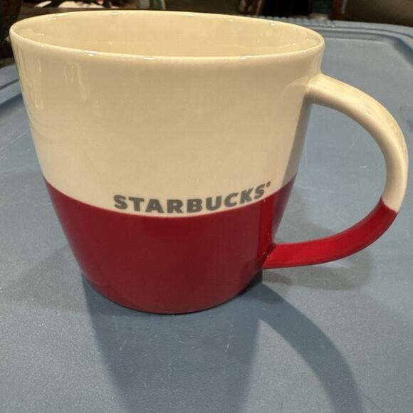 Starbucks Other - STARBUCKS White /Red 14 oz Coffee Mug Cup Bone China Color Block